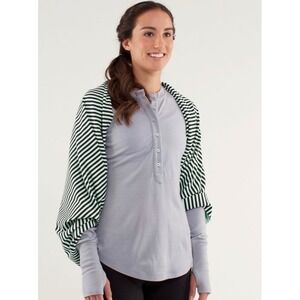 Lululemon Vinyasa Rulu Scarf Wrap Grey Mint Green Striped Snap Reversible